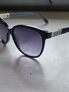 Draper James Navy Frame Sunglasses with Purple Gradient Lenses